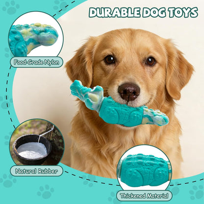 Durable Blue Rubber Dog Chew Toy – Interactive Fish Shape Dog Toy for Small & Medium Dogs, Teeth Cleaning & Boredom Relief