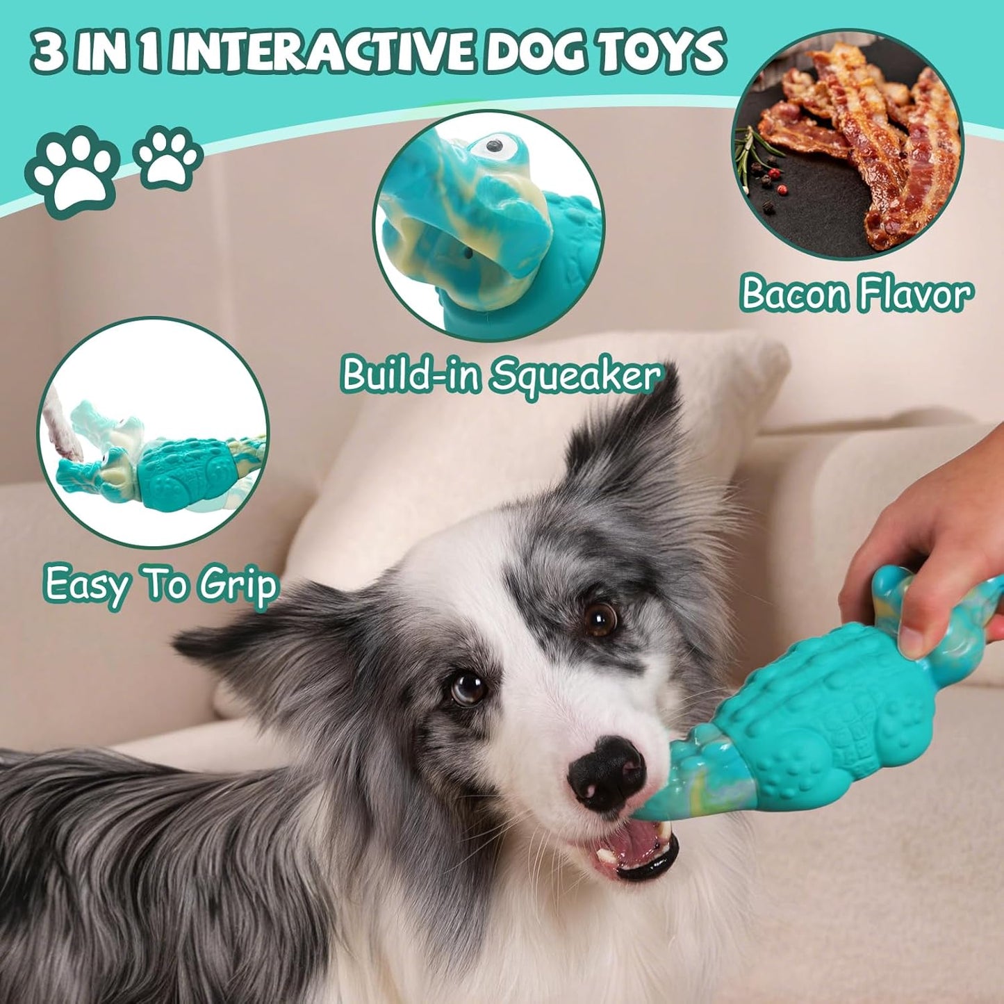 Durable Blue Rubber Dog Chew Toy – Interactive Fish Shape Dog Toy for Small & Medium Dogs, Teeth Cleaning & Boredom Relief