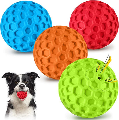 Durable Honeycomb Texture Dog Ball Set, Interactive Rubber Pet Toys for Small & Medium Dogs, Multi-Color