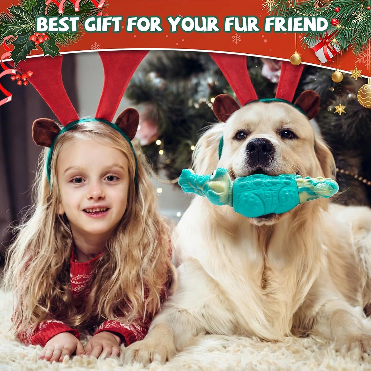 Durable Blue Rubber Dog Chew Toy – Interactive Fish Shape Dog Toy for Small & Medium Dogs, Teeth Cleaning & Boredom Relief