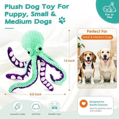 Plush Octopus Dog Toy – Durable Squeaky Interactive Tug Toy for Dogs, Soft Chew Toy for Small, Medium & Large Dogs