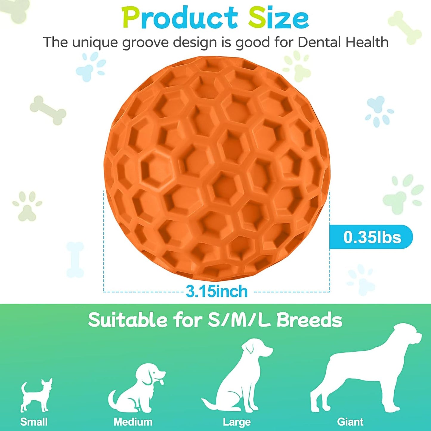 Durable Honeycomb Texture Dog Ball Set, Interactive Rubber Pet Toys for Small & Medium Dogs, Multi-Color