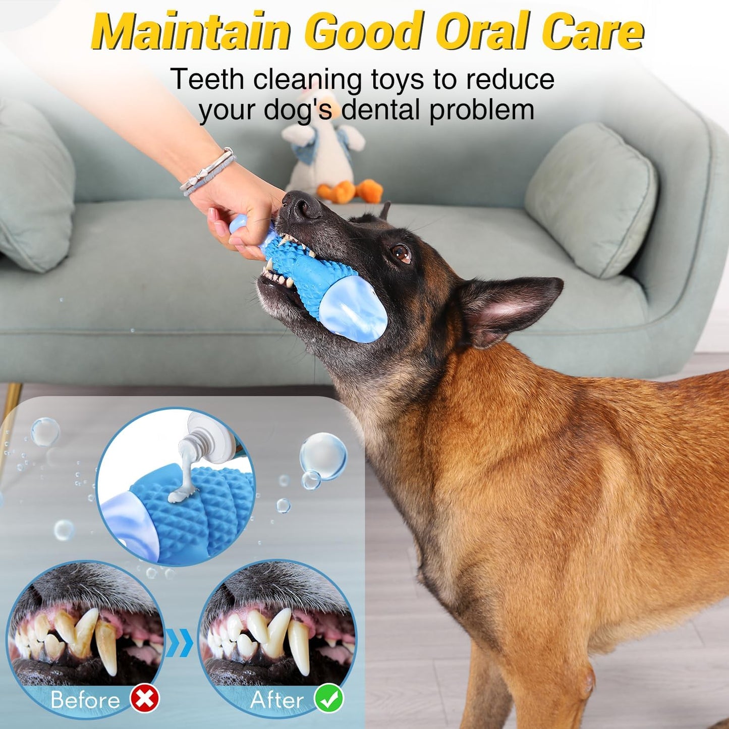 Durable Blue Rubber Dog Chew Toy – Interactive Fish Shape Dog Toy for Small & Medium Dogs, Teeth Cleaning & Boredom Relief
