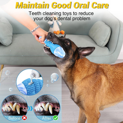 Durable Blue Rubber Dog Chew Toy – Interactive Fish Shape Dog Toy for Small & Medium Dogs, Teeth Cleaning & Boredom Relief