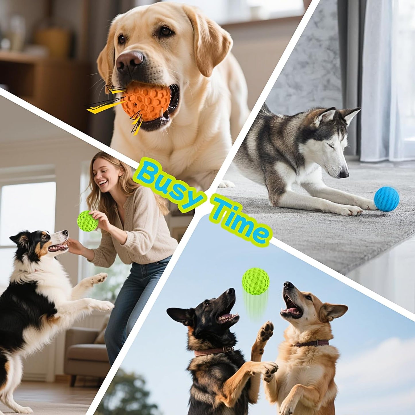 Durable Honeycomb Texture Dog Ball Set, Interactive Rubber Pet Toys for Small & Medium Dogs, Multi-Color