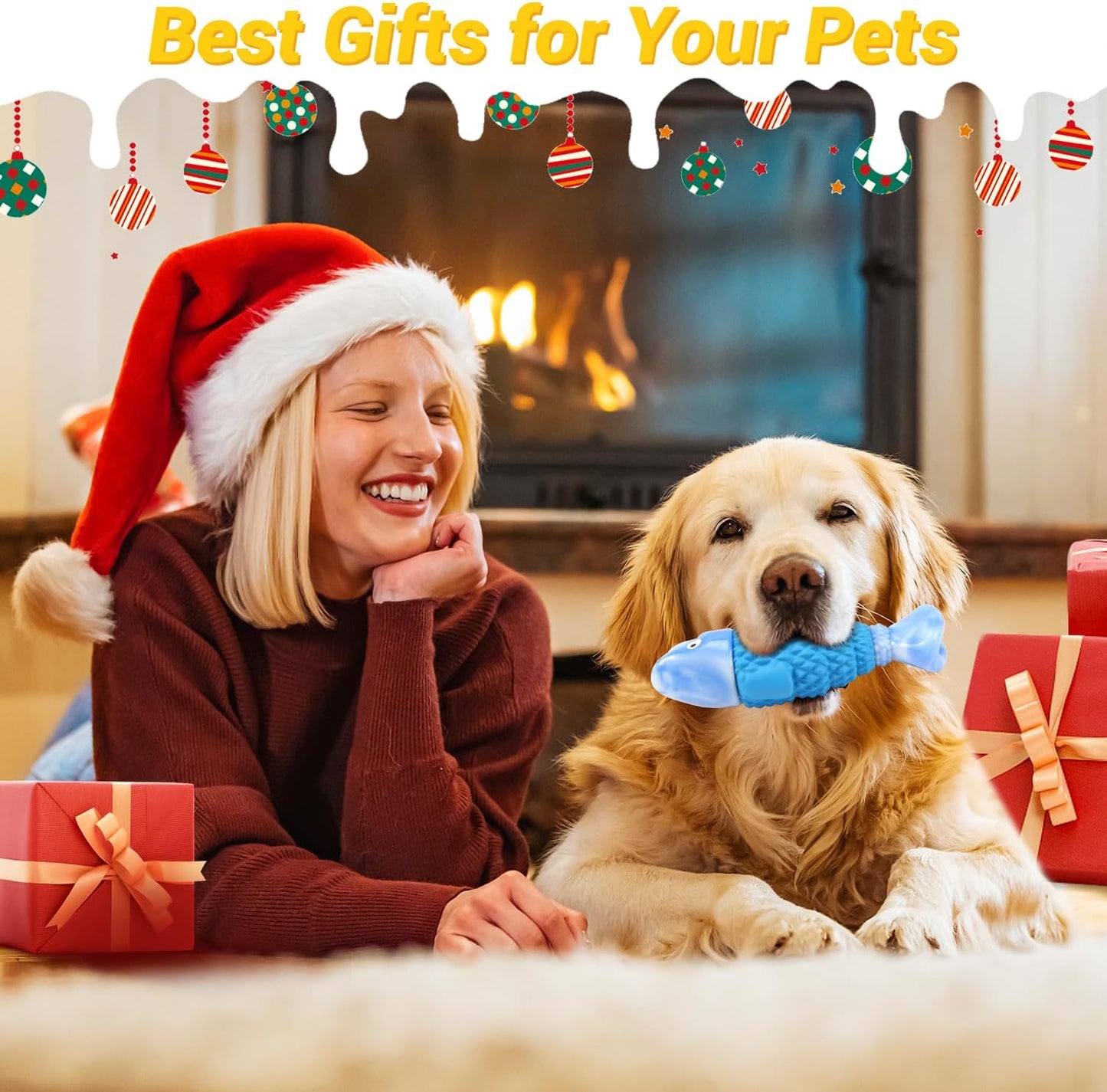 Durable Blue Rubber Dog Chew Toy – Interactive Fish Shape Dog Toy for Small & Medium Dogs, Teeth Cleaning & Boredom Relief