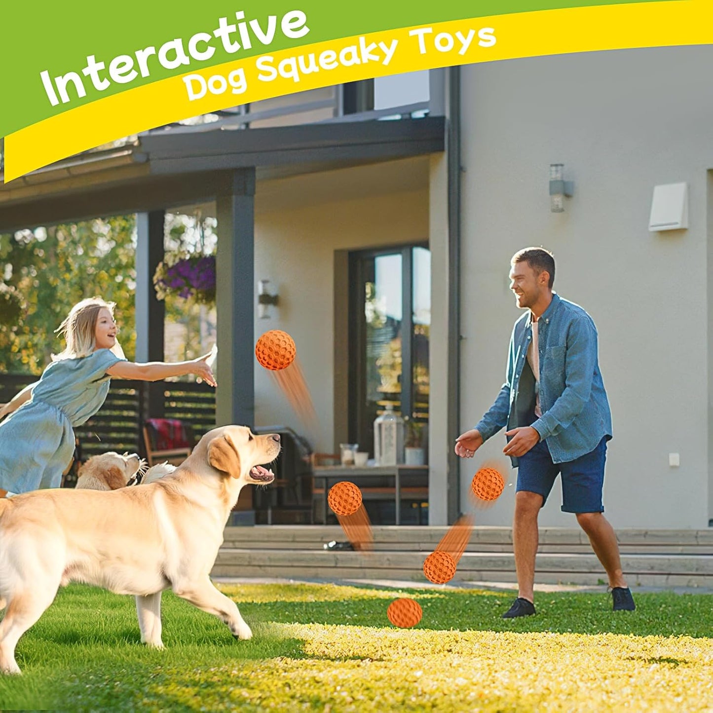 Durable Honeycomb Texture Dog Ball Set, Interactive Rubber Pet Toys for Small & Medium Dogs, Multi-Color