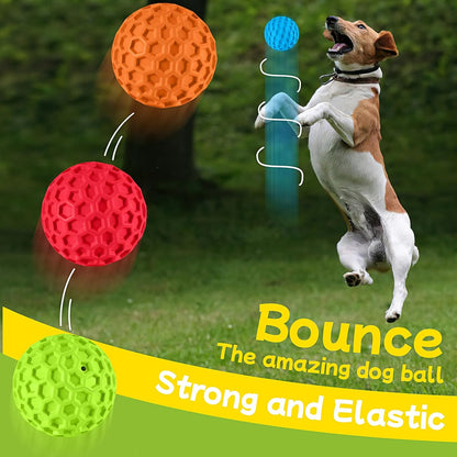 Durable Honeycomb Texture Dog Ball Set, Interactive Rubber Pet Toys for Small & Medium Dogs, Multi-Color
