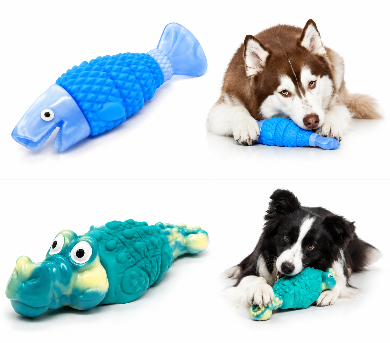 Durable Blue Rubber Dog Chew Toy – Interactive Fish Shape Dog Toy for Small & Medium Dogs, Teeth Cleaning & Boredom Relief